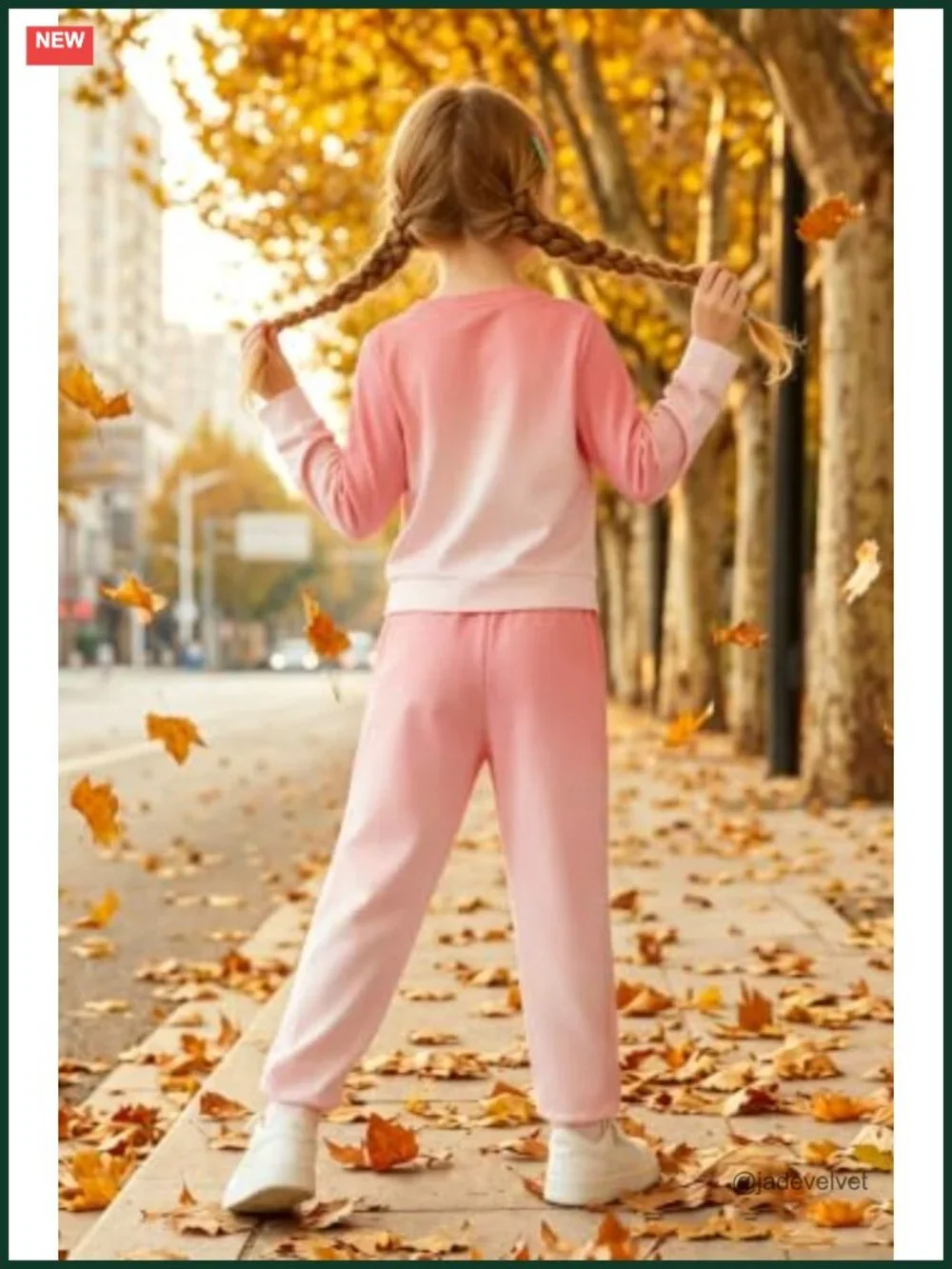 Girls 2 Piece Twist Front Tracksuit Long Sleeve Sweatshirt Jogger Set